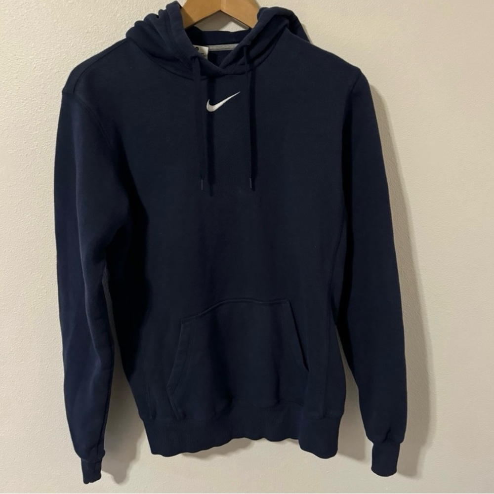 Nike Center Swoosh Hoodie Navy Embroidered Oversized-Medium